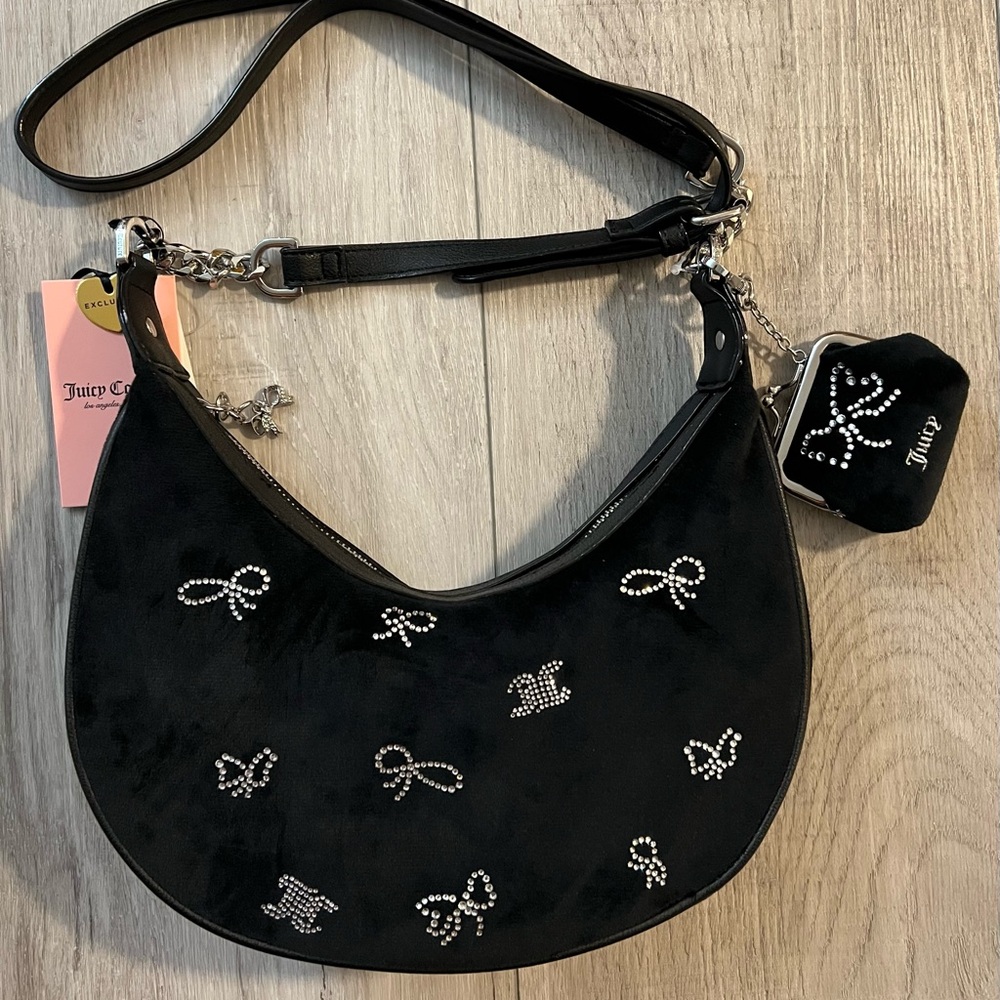 Juicy Couture Delightful Crossbody Black Velour